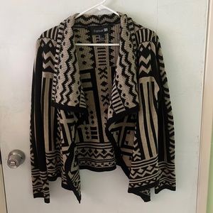 Forever 21, Size Small Black & Tan print Cardigan